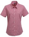 Horeca Dames Blouse Gingham Premier PR321 Rood-Wit